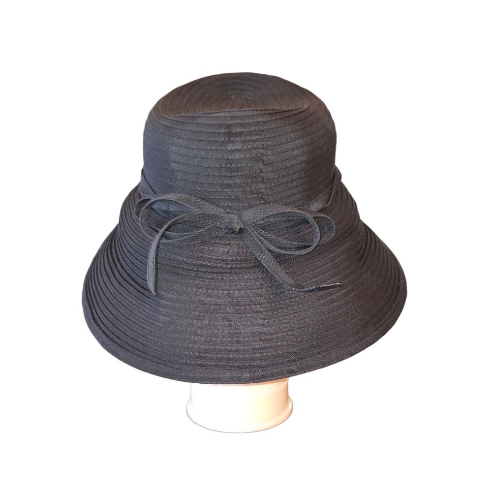 Eric Javits VTG Black Squishee Sun Hat Packable SPF 50+ Repells Water Twist Band - Picture 6 of 13